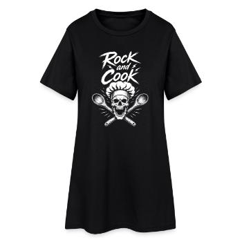 Rock and Cook Schädel Chef - Frauen T-Shirt-Kleid - Schwarz - Vorne
