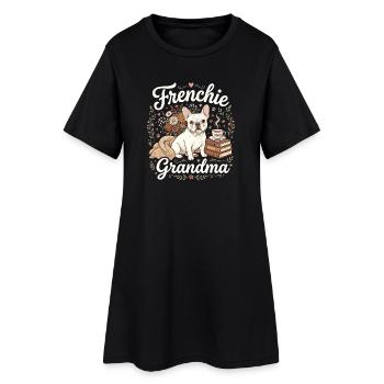 Frenchie Grandma Florale Wärme - Frauen T-Shirt-Kleid - Schwarz - Vorne