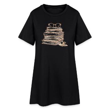 Stack of books with glasses - Women’s T-Shirt Dress - black - Front