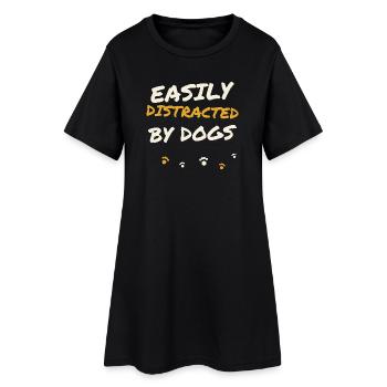 Easily Distracted By Dogs - Frauen T-Shirt-Kleid - Schwarz - Vorne