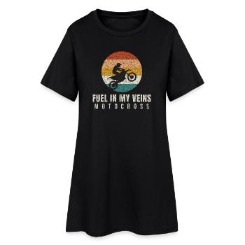 Fuel In My Veins Retro Motocross - Frauen T-Shirt-Kleid - Schwarz - Vorne