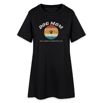Dog Mom Retro Vintage Sonnenuntergang - Frauen T-Shirt-Kleid - Schwarz - Vorne