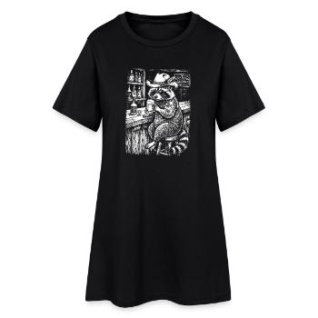 Cowboy Raccoon With Beer Funny Raccoon - Frauen T-Shirt-Kleid - Schwarz - Vorne