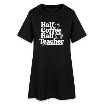 Moitié café, moitié professeur - Robe T-shirt Femme - noir - Devant