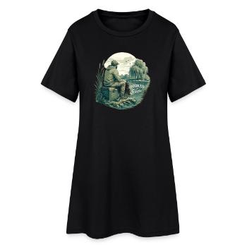 Hooked on Silence / Für Angelbegeisterte - Frauen T-Shirt-Kleid - Schwarz - Vorne