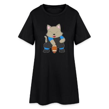 Katze American Football - Frauen T-Shirt-Kleid - Schwarz - Vorne