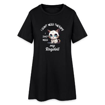 Ragdoll-Katzentherapie - Frauen T-Shirt-Kleid - Schwarz - Vorne