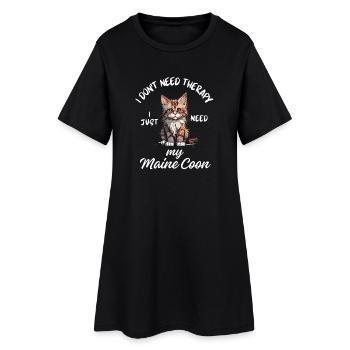 Maine Coon Therapie - Frauen T-Shirt-Kleid - Schwarz - Vorne