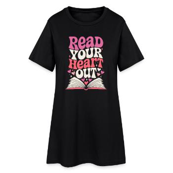 Read Your Heart Out Buch Retro - Frauen T-Shirt-Kleid - Schwarz - Vorne
