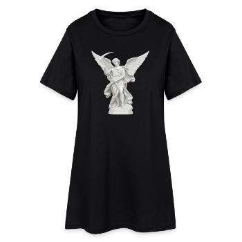 Engel mit Sense-Statue - Frauen T-Shirt-Kleid - Schwarz - Vorne