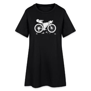 Bikepacking Gravelbike - Frauen T-Shirt-Kleid - Schwarz - Vorne