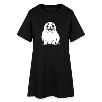 Süße Robbe Silhouette - Frauen T-Shirt-Kleid - Schwarz - Vorne