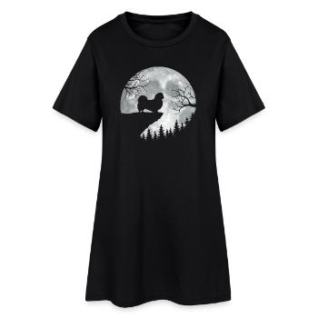 Pekingese Full Moon - Peke Dog Mom Dad Lap Dog - Women’s T-Shirt Dress - black - Front