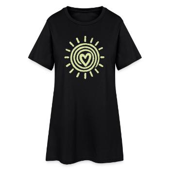 Sonne Herz Handzeichnung - Frauen T-Shirt-Kleid - Schwarz - Vorne