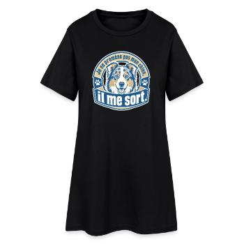 Ich gehe nicht mit meinem Hund spazieren, er geht mit mir raus. - Frauen T-Shirt-Kleid - Schwarz - Vorne