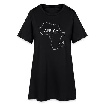 Afrika Linienkarte in Schwarz Weiß - Frauen T-Shirt-Kleid - Schwarz - Vorne