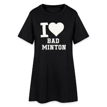Ich liebe Badminton Herz - Frauen T-Shirt-Kleid - Schwarz - Vorne