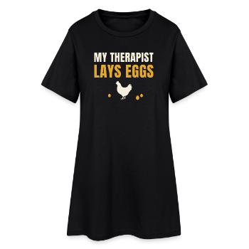 Mon thérapeute pond des œufs poule - Robe T-shirt Femme - noir - Devant