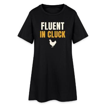 Fluent In Cluck Huhn - Frauen T-Shirt-Kleid - Schwarz - Vorne