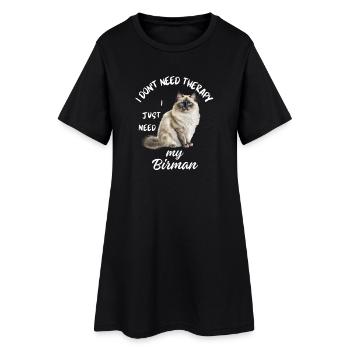 Birman-Katzentherapie - Frauen T-Shirt-Kleid - Schwarz - Vorne