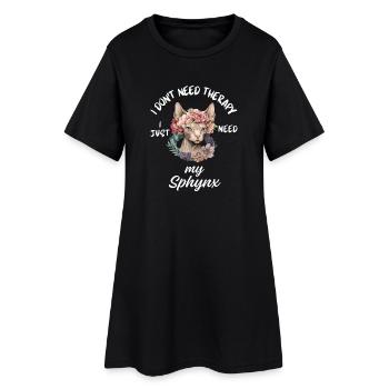 Sphynx Katzentherapie - Frauen T-Shirt-Kleid - Schwarz - Vorne