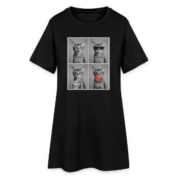 Katzen Abessinier Katze - Frauen T-Shirt-Kleid - Schwarz - Vorne