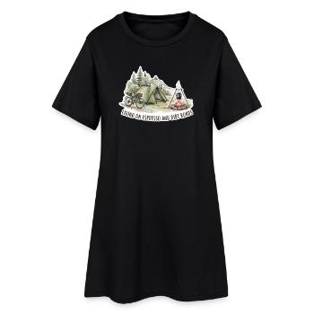 Leben auf Espresso- und Schotterstraßen - Frauen T-Shirt-Kleid - Schwarz - Vorne