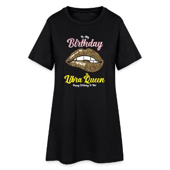 Sternzeichen Waage - Frauen T-Shirt-Kleid - Schwarz - Vorne