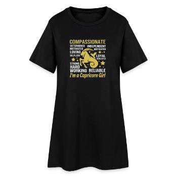 Sternzeichen Steinbock - Frauen T-Shirt-Kleid - Schwarz - Vorne