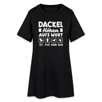 Dackel Hören Aufs Wort - Frauen T-Shirt-Kleid - Schwarz - Vorne