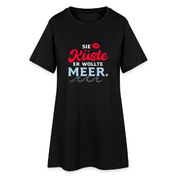 Sie Küste er wollte Meer, lustiges Wortspiel - Frauen T-Shirt-Kleid - Schwarz - Vorne
