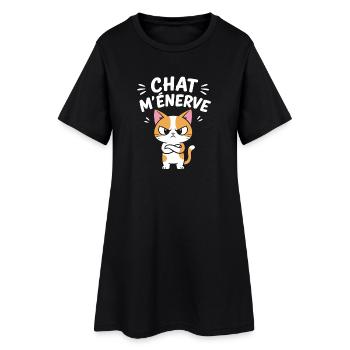 Chat énervé cartoon - Robe T-shirt Femme - noir - Devant