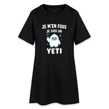 Je m'en fous, je suis Yéti - Robe T-shirt Femme - noir - Devant