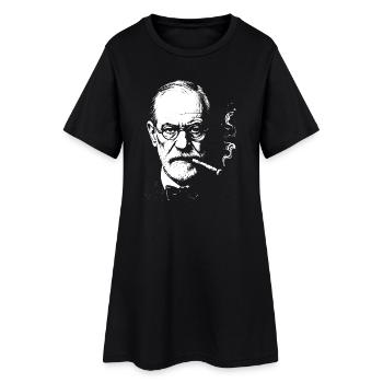 Sigmund Freud raucht Zigarre - Frauen T-Shirt-Kleid - Schwarz - Vorne