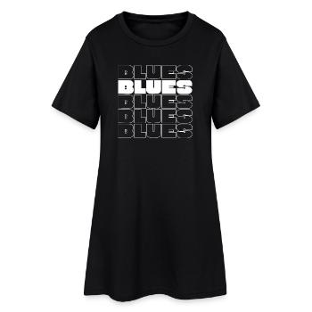 Fette Blues Wiederholungsrastertypografie - Frauen T-Shirt-Kleid - Schwarz - Vorne