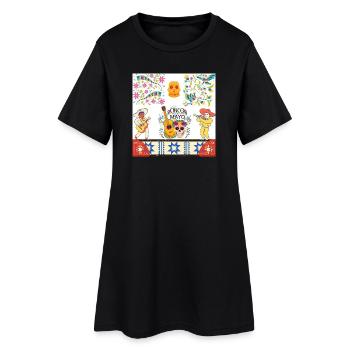 Cinco Mayo Día Muertos Fiesta - Frauen T-Shirt-Kleid - Schwarz - Vorne