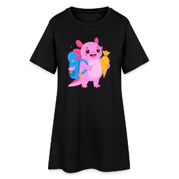 Axolotl zur Einschulung – Schulanfang Schultüte - Frauen T-Shirt-Kleid - Schwarz - Vorne