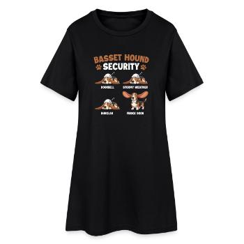 Basset Hound Sicherheit – Lustiger Hund Mama Hund Vater - Frauen T-Shirt-Kleid - Schwarz - Vorne