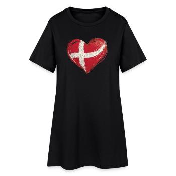 Dänemark Herz Flagge - Frauen T-Shirt-Kleid - Schwarz - Vorne
