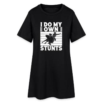 Rodeo Horse Riding I Do My Own Stunts Cowboy - Women’s T-Shirt Dress - black - Front