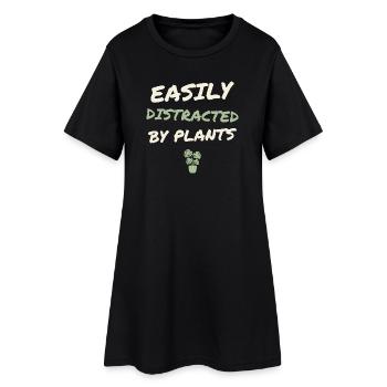 Easily Distracted By Plants - Frauen T-Shirt-Kleid - Schwarz - Vorne