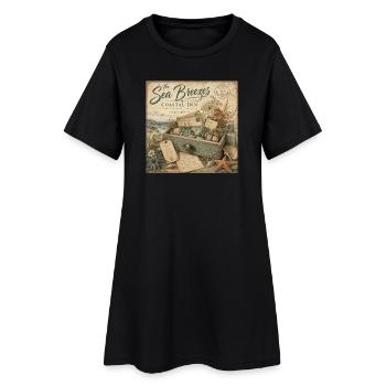 The Sea Breezes Coastal Inn Vintage Poster Decoration - Women’s T-Shirt Dress - black - Front