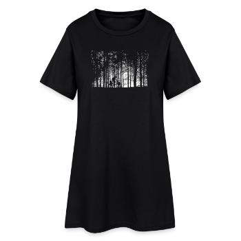 Waldpfad Silhouette: Fahrrad - Frauen T-Shirt-Kleid - Schwarz - Vorne