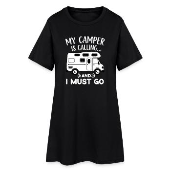 My Camper is calling and I must go funny Camping - Frauen T-Shirt-Kleid - Schwarz - Vorne