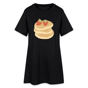 Erdbeer-Pfannkuchenstapel - Frauen T-Shirt-Kleid - Schwarz - Vorne