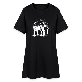 Éléphant éclaboussures encre blanc - Robe T-shirt Femme - noir - Devant