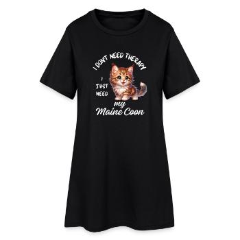 Süßer Maine Coon - Frauen T-Shirt-Kleid - Schwarz - Vorne