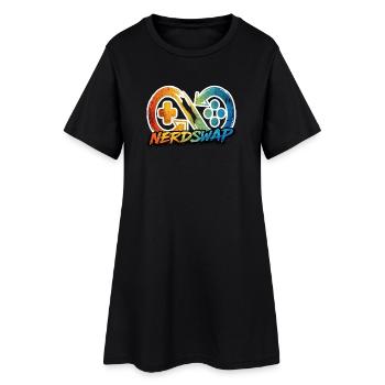 NerdSwap Gaming Merch - Frauen T-Shirt-Kleid - Schwarz - Vorne