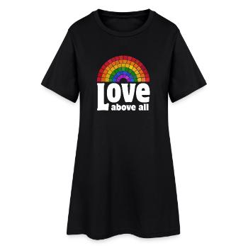 Love Above All | Regenbogen Pride Design - Frauen T-Shirt-Kleid - Schwarz - Vorne