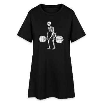 Skeleton-Gewichtheben - Frauen T-Shirt-Kleid - Schwarz - Vorne